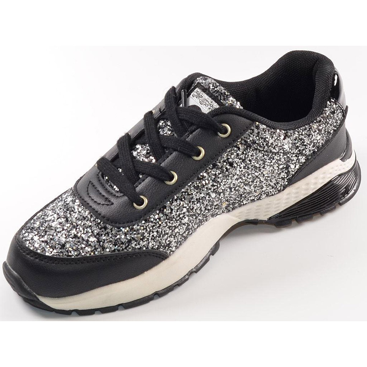 29001 Luces Conguitos Sneaker Sneaker sintético y glitte, luz en el logo del lateral, se ilumina con cada pisada. Cordones y for