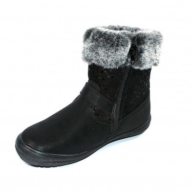 1605 Crecendo Botín Comprar Botín sintético y textil. Cuello en pelo sintético y caña con brillos. Cremallera lateral y piso de 