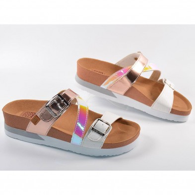 62974 Gioseppo Zueco Sandalia Zueco sintético, triple tira metalizada, colores diferente, y doble hebilla. Plantilla textil, res