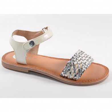 59477 Gioseppo Sandalia Sandalia sintética. Pala trenzada metalizada. Pulsera con cierre velcro ajustable. Plantilla latex confo