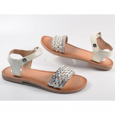 59477 Gioseppo Sandalia Sandalia sintética. Pala trenzada metalizada. Pulsera con cierre velcro ajustable. Plantilla latex confo