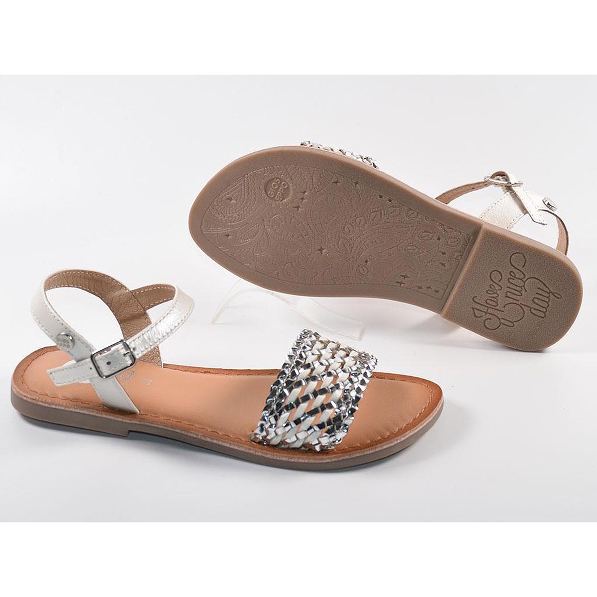 59476 Gioseppo Sandalia Sandalia material sintético. Pala trenzada metalizado y pulsera con hebilla ajustable. Plantilla látex c 59476 Gioseppo Sandalia Sandalia material sintético. Pala trenzada metalizado y pulsera con hebilla ajustable. Plantilla látex c