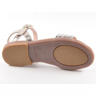 28143 Conguitos Sandalia Sandalia en material sintético metalizado. Cierre en pulsera con hebilla regulable y plantilla acolchad