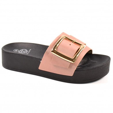 12029 Kelara Zueco Sandalia Zueco sintético, con adorno de hebilla en pala y piso de plataforma en PU. antideslizante, muy liger