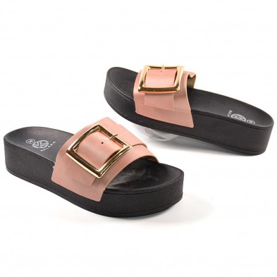 12029 Kelara Zueco Sandalia Zueco sintético, con adorno de hebilla en pala y piso de plataforma en PU. antideslizante, muy liger