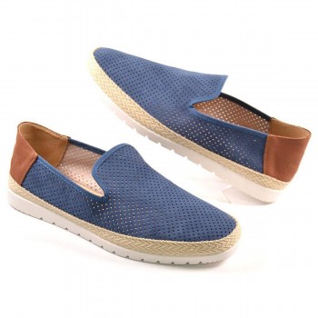 6 Mediterránea Alpargata Zapatilla Alpargata serraje piel con picado perforado . forro textil y plantilla acolchada muy conforta 2