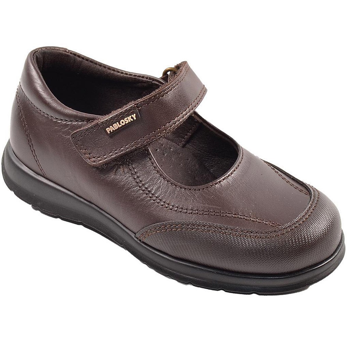 310190 Pablosky Zapato Colegial Zapato colegial de piel y puntera reforzada. Forro y plantilla textil inTech transpirable. Velcr