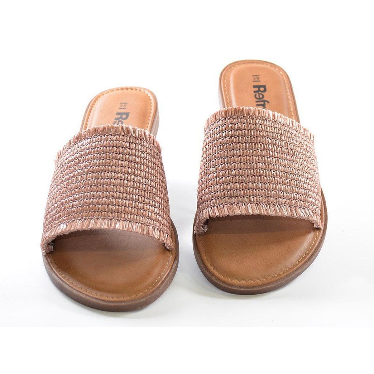 72958 Refresh Zueco Sandalia tipo zueco pala ancha de rafia, plantilla acolchada muy confortable. Piso de goma. Es ideal para ll