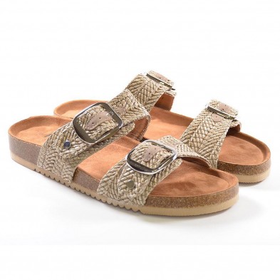 72939  Refresh Zueco Sandalia tipo Zueco de dos tiras en rafia con hebillas. Plantilla bio muy confortable y suela de goma. Idea
