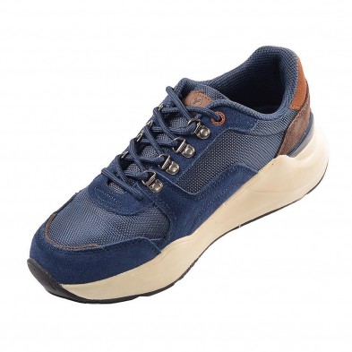 Yumas | Sneakers ligeros de hombre nylon eco-piel comfort latex azul marino  sin cordones Malmo