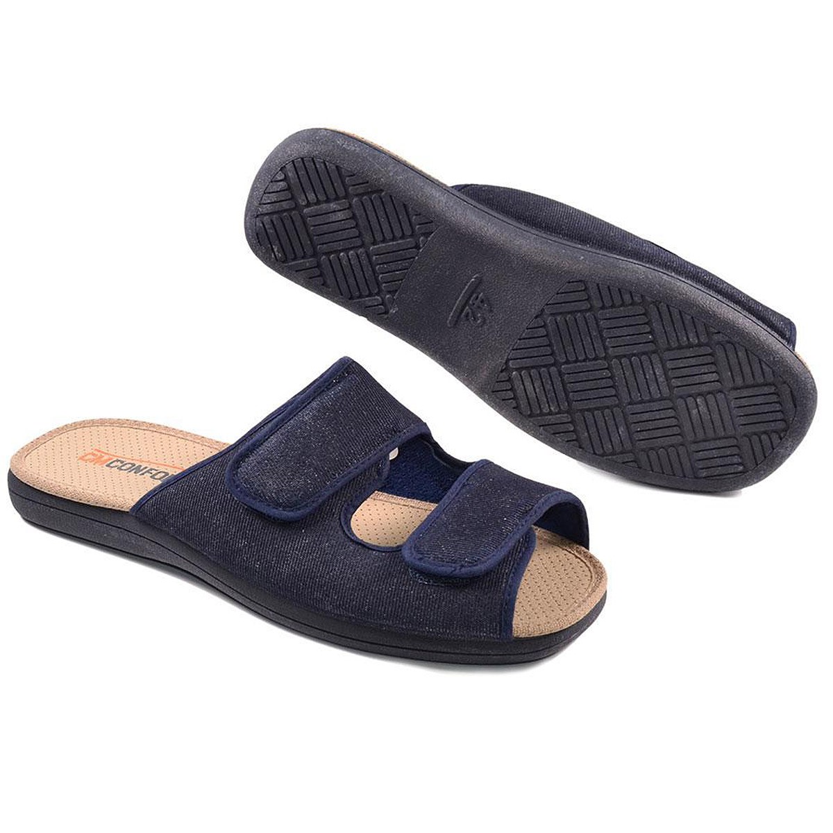 333 Cmconfort Zueco Sandalia tipo Zueco textil ancho especial, foro acolchado transpirable, cierre con doble velcro. Piso de gom 333 Cmconfort Zueco Sandalia tipo Zueco textil ancho especial, foro acolchado transpirable, cierre con doble velcro. Piso de gom