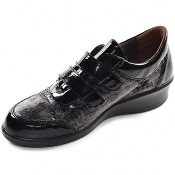 21833 Laura Azaña Zapato Confort Comprar Zapato de piel, combinado en charol y grabado muy elegante. Forro interior y plantilla  2
