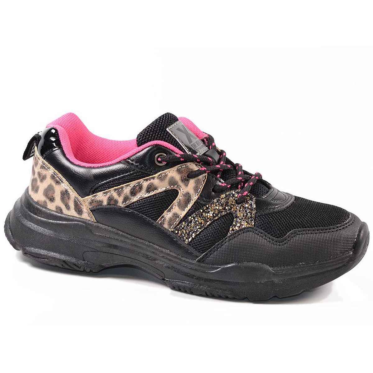 57305 Xti Kids Sneaker Zapato Sneaker con diferentes materiales en textil y sintético, con detalles animal print. Cordones bicol
