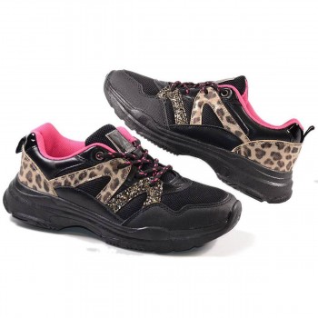 57305 Xti Kids Sneaker Zapato Sneaker con diferentes materiales en textil y sintético, con detalles animal print. Cordones bicol 2