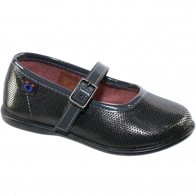 10246 Osito Zapato Mercedes Zapato merceditas sintético metalizado. Forro textil y cierre con hebilla ajustable. Suela antidesli