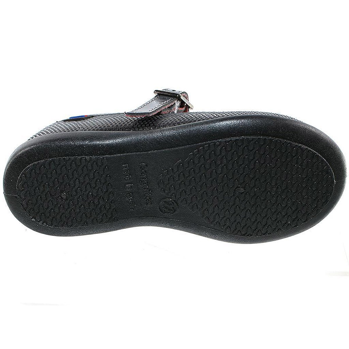 10246 Osito Zapato Mercedes Zapato merceditas sintético metalizado. Forro textil y cierre con hebilla ajustable. Suela antidesli