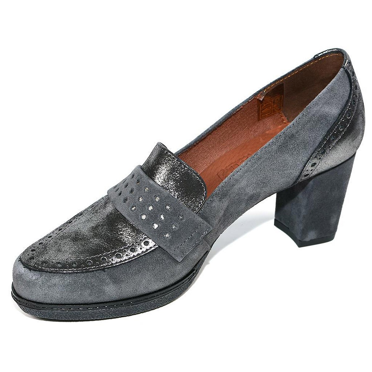 82516 Desireé Zapato Comprar Zapato de piel serraje y piel metalizada en pala y talón. Forro textil. Plantilla confort. Platafor