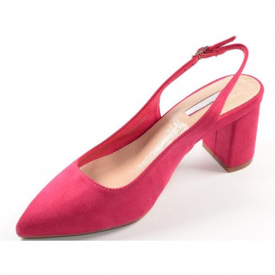 15694 D'Angela  Zapato 15694 DANGELA. Zapato salón destalonado en antelina y planta de piel. Con hebilla. Tacón ancho forrado en