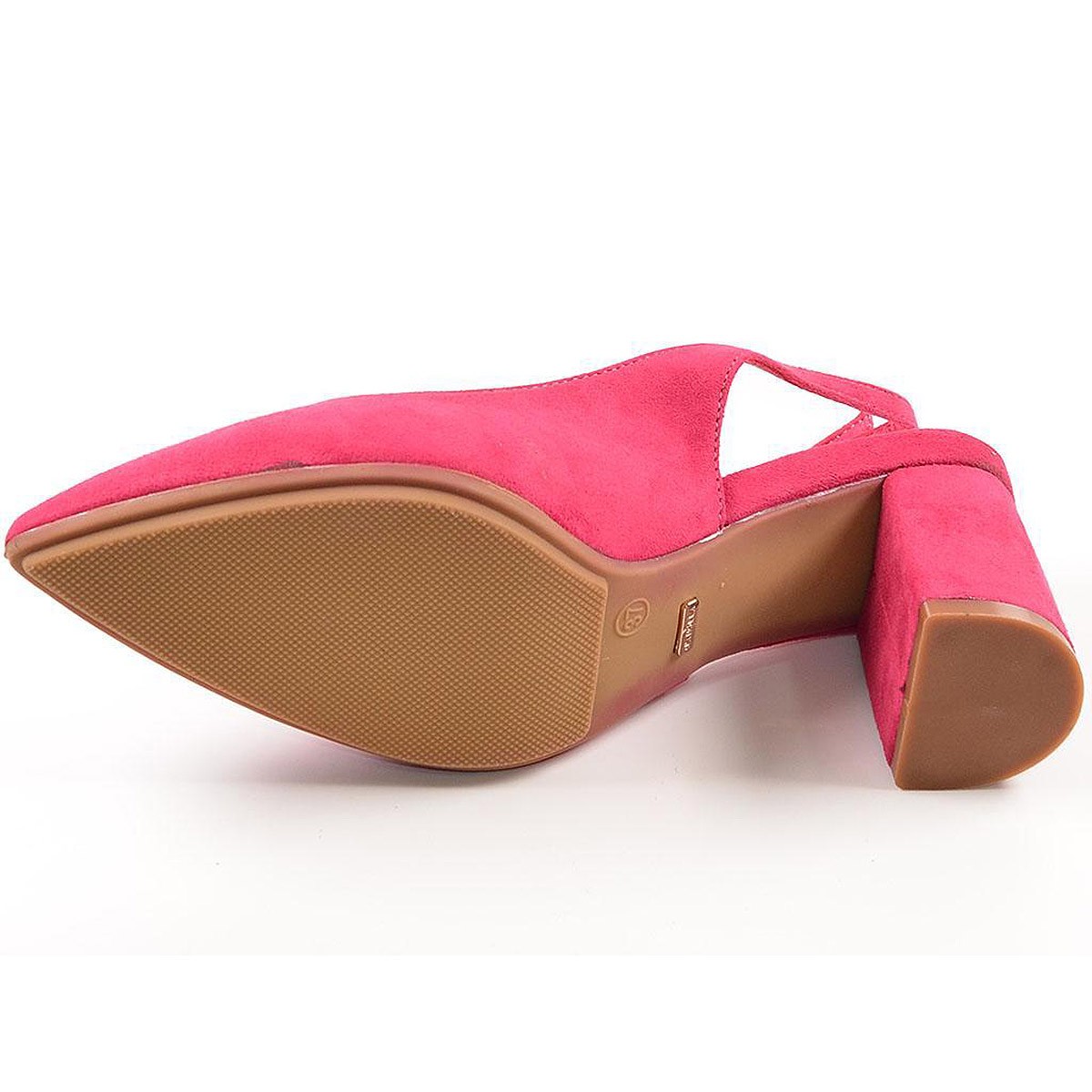 15694 D'Angela  Zapato 15694 DANGELA. Zapato salón destalonado en antelina y planta de piel. Con hebilla. Tacón ancho forrado en