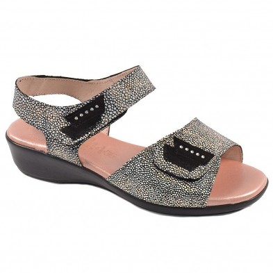 3317 Miba Sandalia Confort Sandalia piel, pala y pulsera con cierre de velcro ajustable y forro de piel. Planta piel confortable