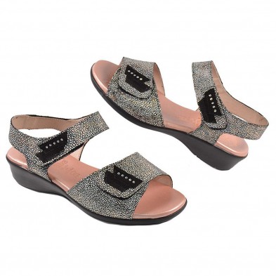 3317 Miba Sandalia Confort Sandalia piel, pala y pulsera con cierre de velcro ajustable y forro de piel. Planta piel confortable