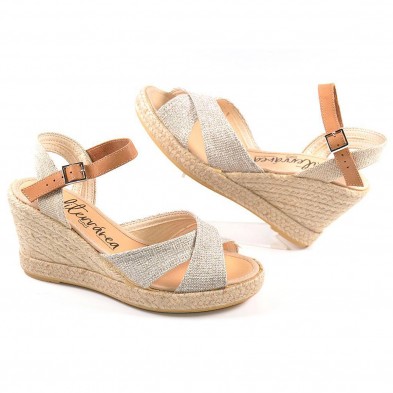 272 Mediterránea Alpargata Zapatilla Alpargata textil, pala de dos tiras cruzadas. Plantilla acolchada. Cierre pulsera con hebil