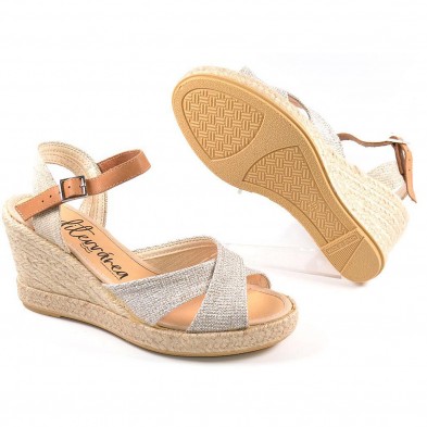 272 Mediterránea Alpargata Zapatilla Alpargata textil, pala de dos tiras cruzadas. Plantilla acolchada. Cierre pulsera con hebil