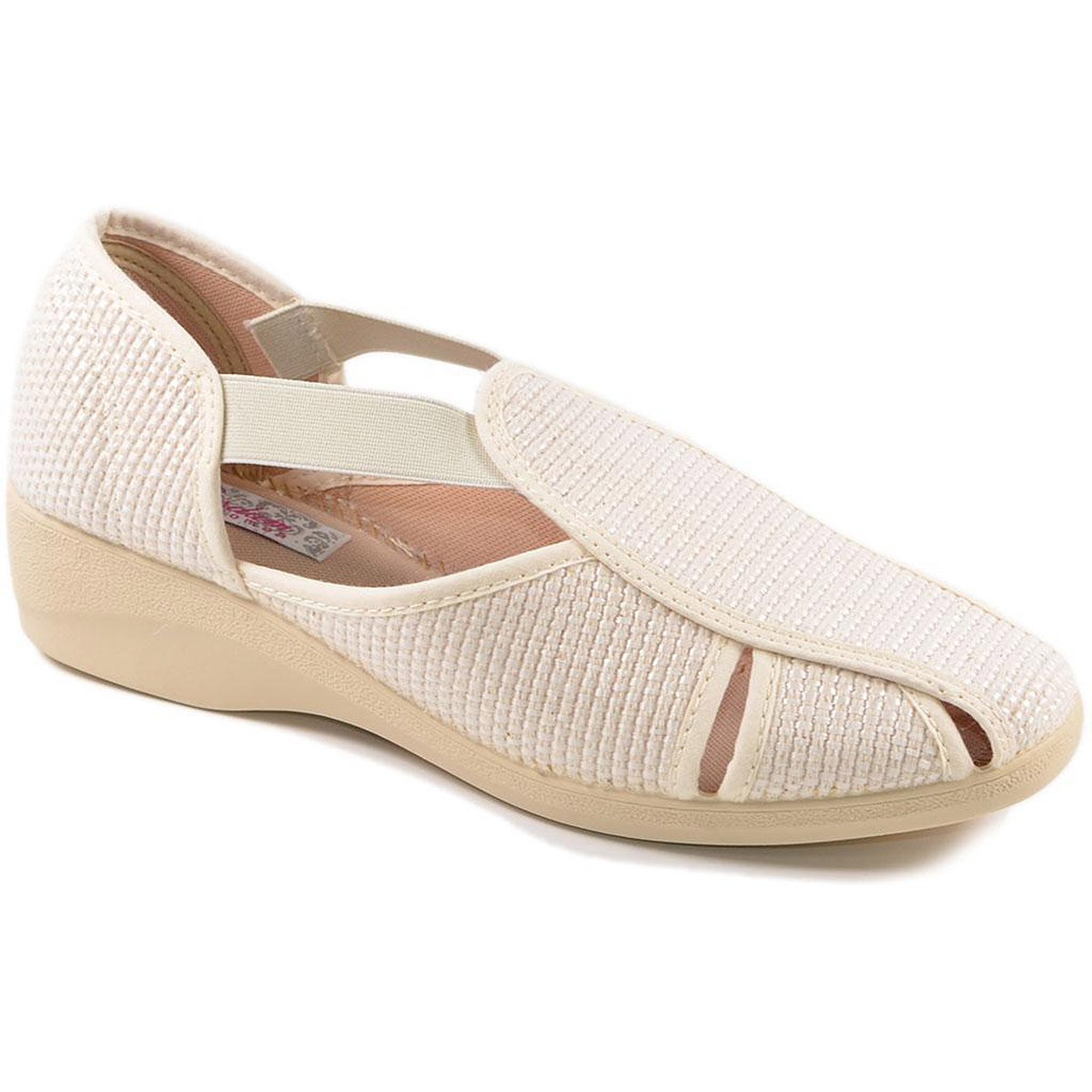 2525 Cosdam Zapatilla 2525 COSDAM. Zapatilla textil con elasticos laterales. Planta acolchada y piso de cuña en caucho antidesli