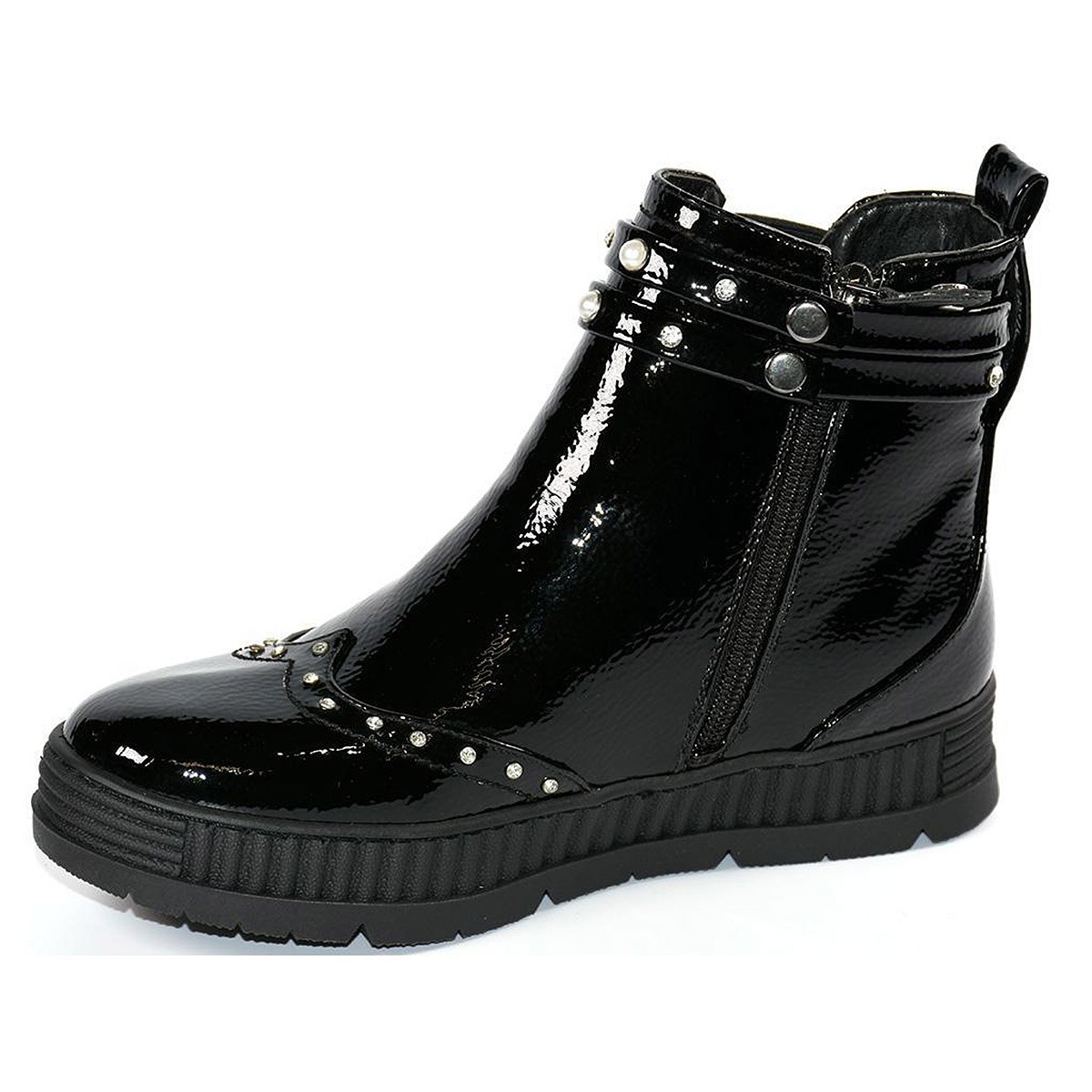 56357 Gioseppo Botín Botín de charol. Forro textil, con cierre en cremallera interior y elástico exterior. Piso de goma antidesl 56357 Gioseppo Botín Botín de charol. Forro textil, con cierre en cremallera interior y elástico exterior. Piso de goma antidesl