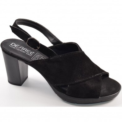 91174 Desiree Sandalia Sandalia en piel serraje . Forro y plantilla en piel. Cierre con hebilla. Piso plataforma con suela antid