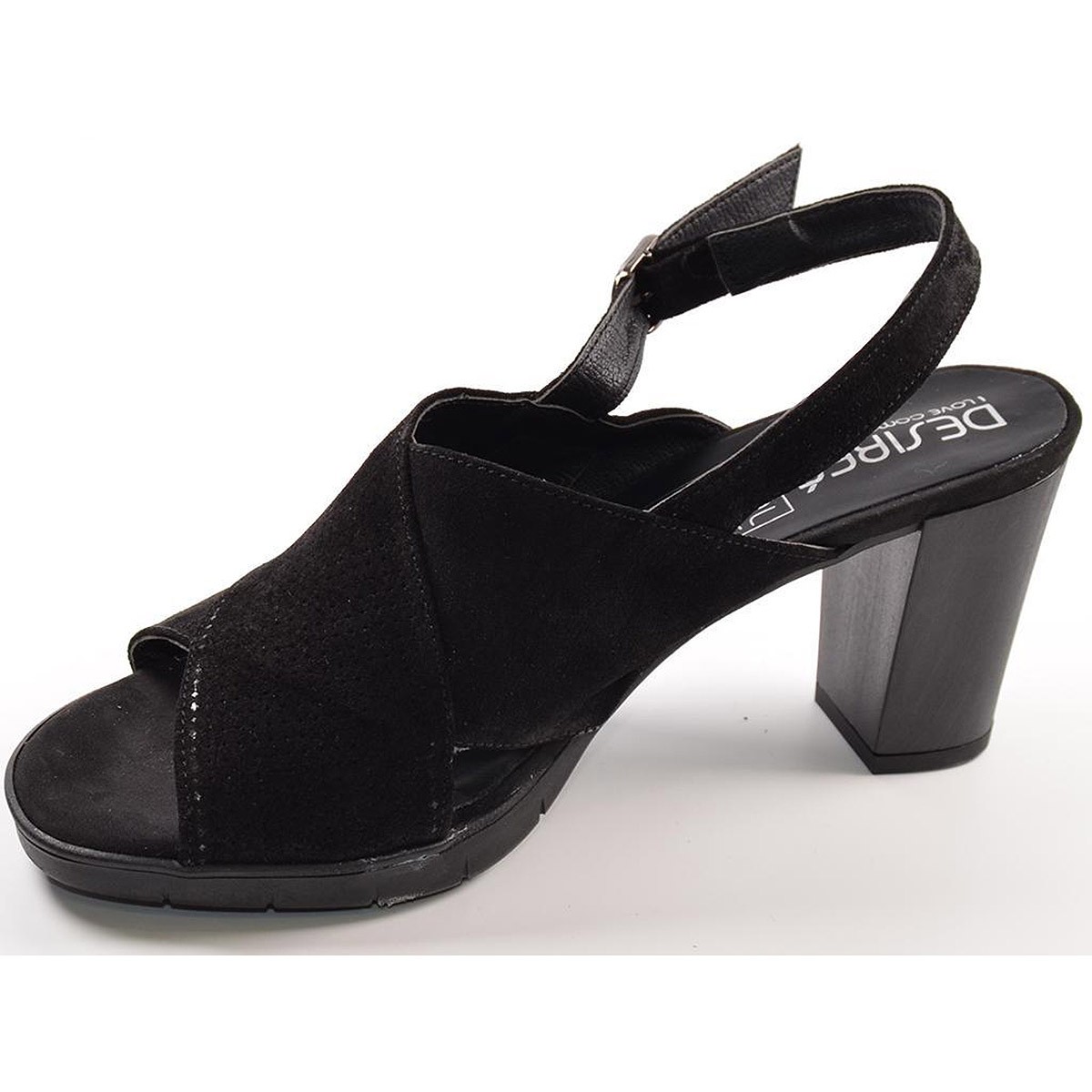 91174 Desiree Sandalia Sandalia en piel serraje . Forro y plantilla en piel. Cierre con hebilla. Piso plataforma con suela antid