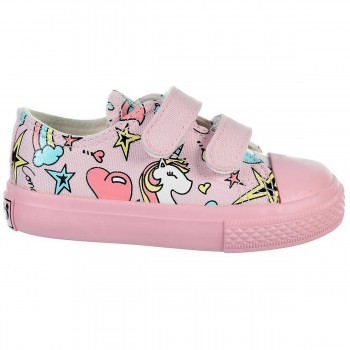 14157 Osito Zapatilla 14157 CONGUITOS. Zapatilla de lona con estampado de unicornio y forro textil. Cierre con doble velcro ajus
