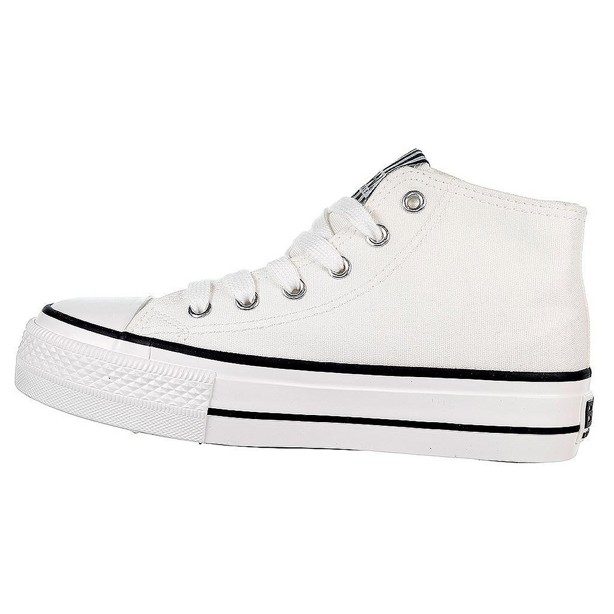52716 B&w Zapatilla Bota 52716 B&W. Zapatilla con caña alta de lona, forro interior textil. Cierre cordones ajustables. Piso de  52716 B&w Zapatilla Bota 52716 B&W. Zapatilla con caña alta de lona, forro interior textil. Cierre cordones ajustables. Piso de