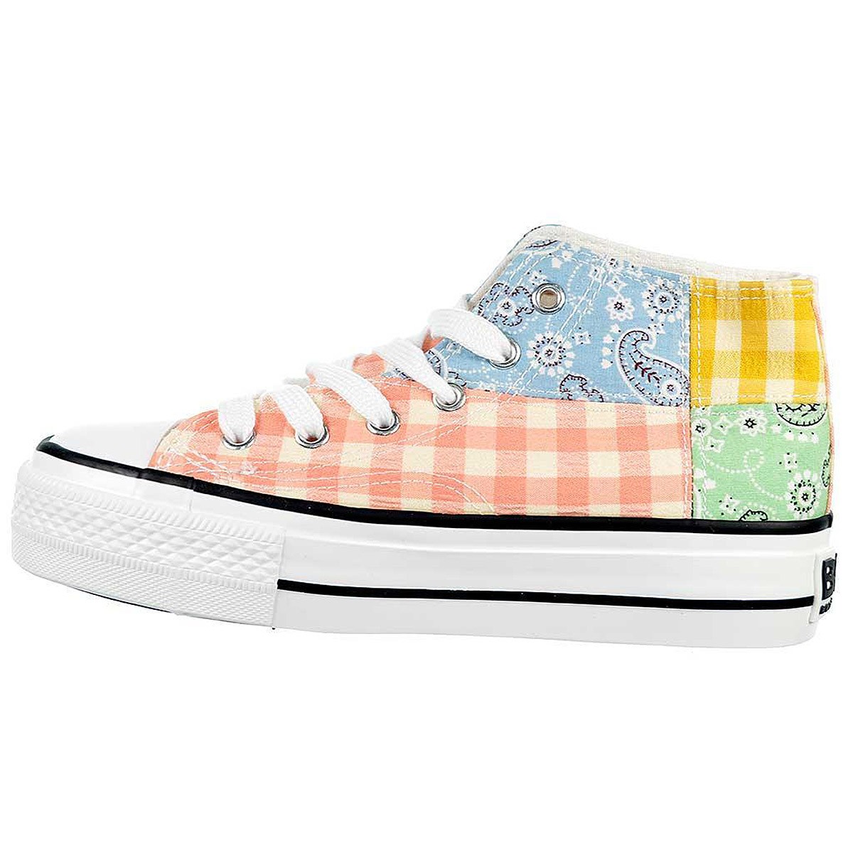 52729 B&w Zapatilla Botín 52720 B&W. Zapatilla con caña alta de lona , forro interior textil. Cierre cordones ajustables. Piso d