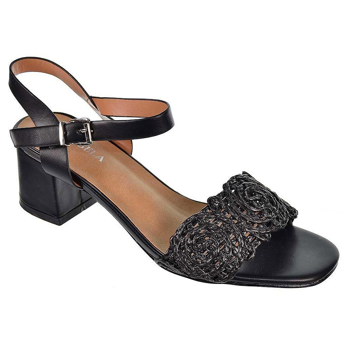 17647 D'Angela Sandalia 17647 DANGELA. Sandalia de rafia y cierre de pulsera con hebilla ajustable. Tacón ancho con altura de 5c