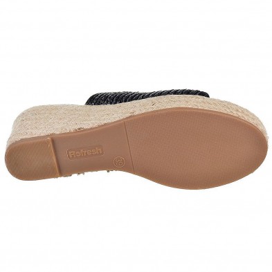 79785 Refresh Zueco Sandalia Zueco de rafia, forrado interior en textil y plantilla acolchada. Piso de plataforma con cuña de 8c 79785 Refresh Zueco Sandalia Zueco de rafia, forrado interior en textil y plantilla acolchada. Piso de plataforma con cuña de 8c