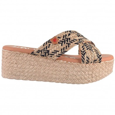 5058 Oh My Sandals Sandalia 5058 Oh! My Sandals. Sandalia tipo Zueco con tiras cruzadas en rafia trenzada. Plantilla confort. Pi