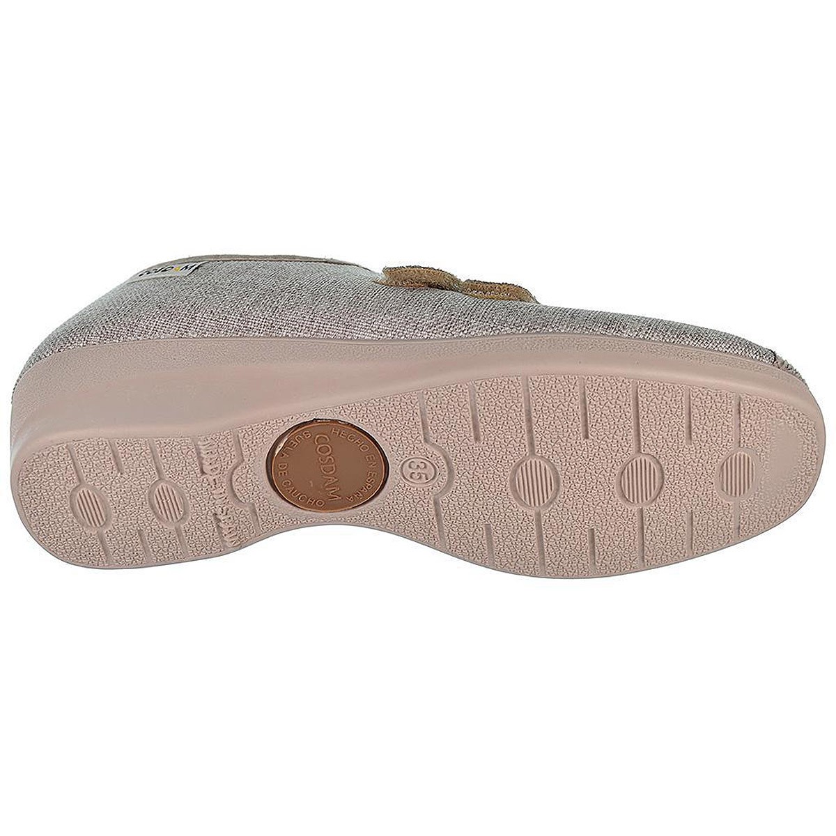 2513 Cosdam Zapatilla 2513 COSDAM. Zapatilla textil combinada con material grabado, cierre con doble velcro ajustable. Piso anti