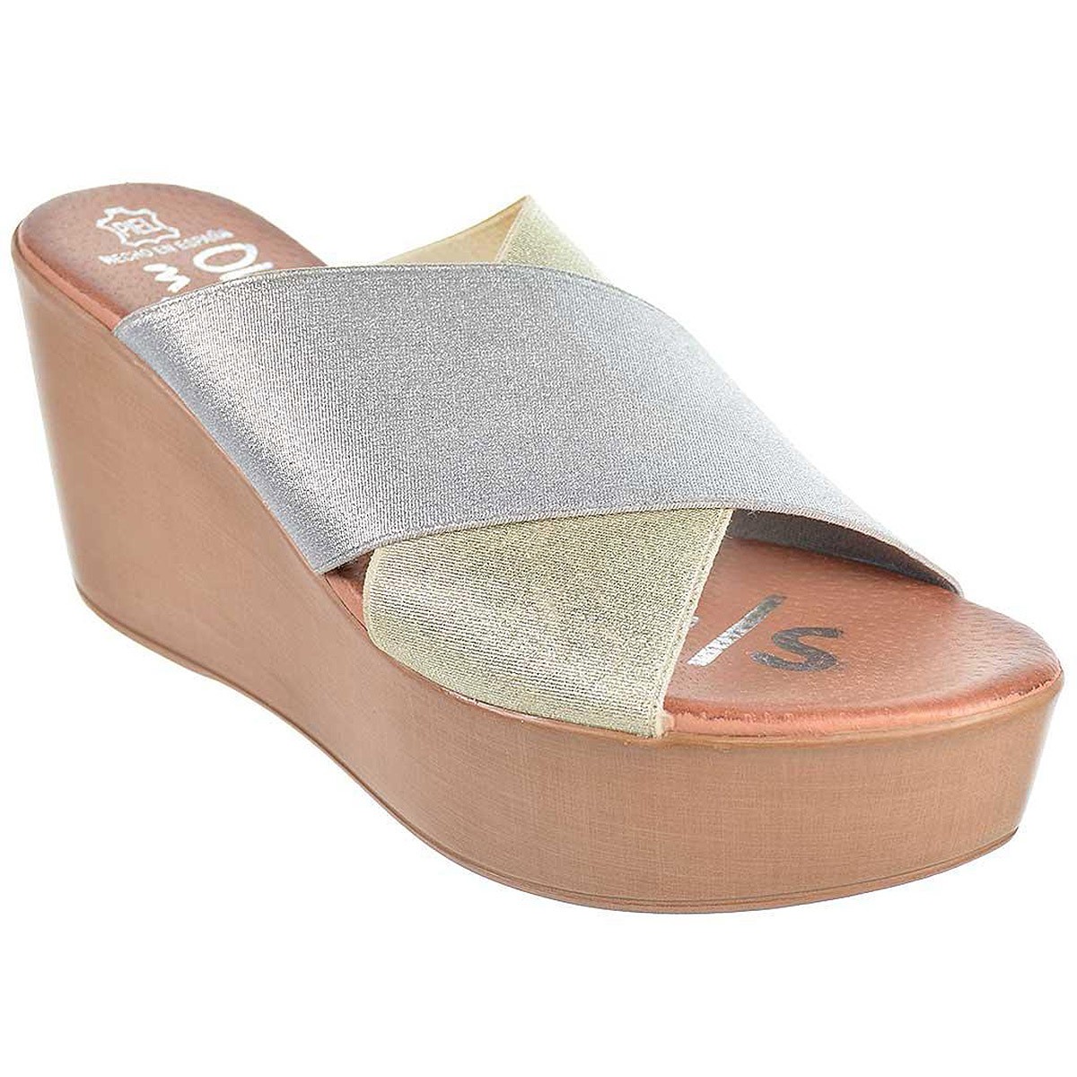 3490 Oh! My Sandals Zueco Sandalia tipo Zueco con tiras cruzadas elásticas. Plantilla confort. Piso de poliuretano con plataform