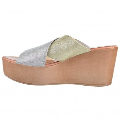 3490 Oh! My Sandals Zueco Sandalia tipo Zueco con tiras cruzadas elásticas. Plantilla confort. Piso de poliuretano con plataform