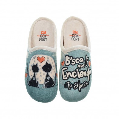 20365 CMConfort Zapatilla Casa Zapatilla destalonada en textil muy suave y plantilla acolchada para un máximo confort. Piso de g