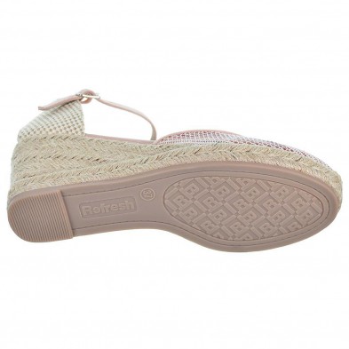 170693 Refresh Alpargata Zapatilla textil y pulsera con cierre en hebilla. Plantilla textil acolchada. Piso en yute con cuña