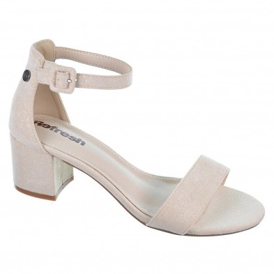 170789 Refresh Sandalia en textil y forrado interior textil. Cierre en pulsera con hebilla regulable. Suela en sintético y tacón