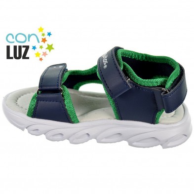 126002 Conguitos Sandalia Bio Luces en sintético. Forro en textil. plantilla acolchada. velcro empeine y en talón. Suela de goma