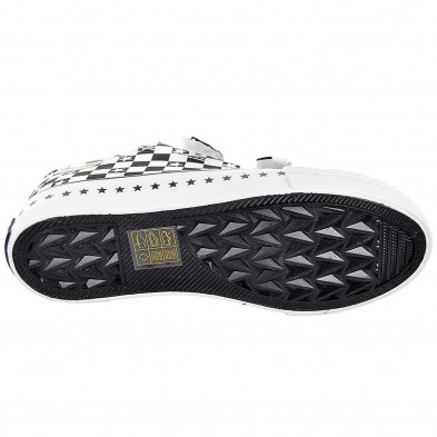 128323 Conguitos Zapatilla de lona con estampado de cuadros y forro textil. Velcro. Piso y puntera de goma antideslizante.