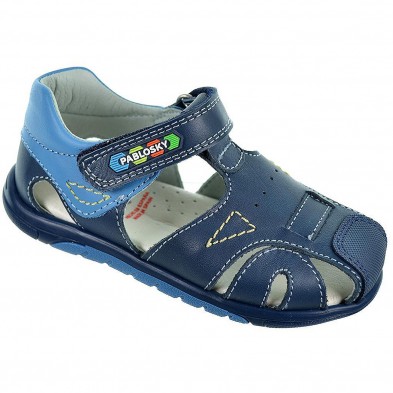 026121 Pablosky Sandalia en piel. velcro plantilla acolchada absorbente y anti bacterias. Piso de goma