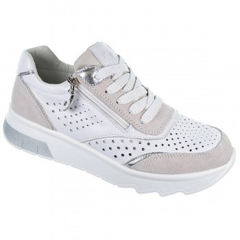 23301  Amarpies Zapato Casual de mujer en piel perforada. Plantilla acolchada confort extraíble 2