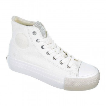 B&W Zapatilla Bota Lona caña alta, forro textil. Con cordones . Piso de plataforma y puntera de goma antideslizante. 2