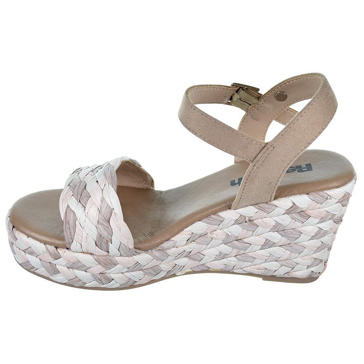 170529 Refresh Sandalia de rafia trenzada. Hebilla. Forro textil. Plantilla acolchada. Plataforma yute. cuña 8cm. Antideslizante 170529 Refresh Sandalia de rafia trenzada. Hebilla. Forro textil. Plantilla acolchada. Plataforma yute. cuña 8cm. Antideslizante