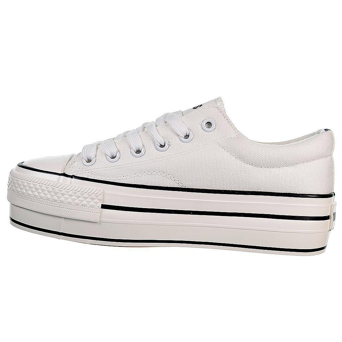 21453 DNG Zapatilla de lona. Forro textil. Cierre en cordones. Piso con plataforma y puntera de goma antideslizante. Bambas